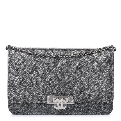 Chanel Metallic Caviar Quilted Golden Class Wallet On Chain WOC Dark Grey 1 of 11