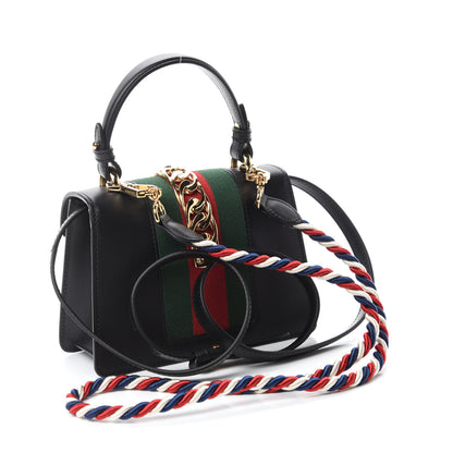 Gucci Calfskin Mini Sylvie Top Handle Bag Black 3 of 11