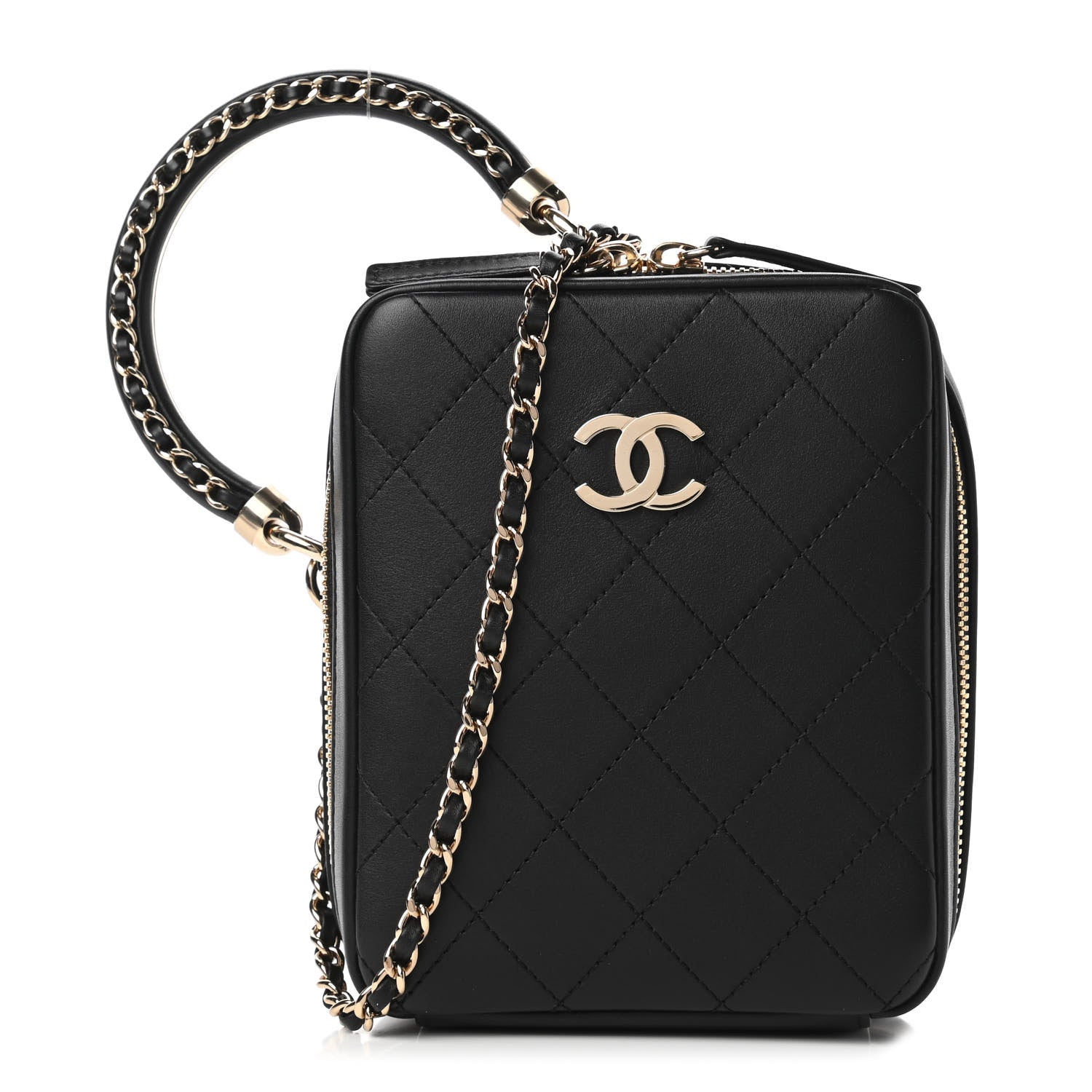 Chanel Calfskin Stitched Cup Of Tea Vanity Case Black 1 of 11