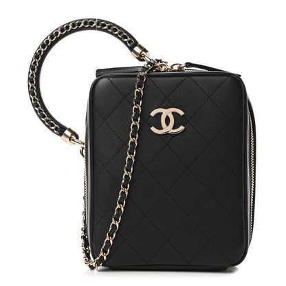 Chanel Calfskin Stitched Cup Of Tea Vanity Case Black 1 of 11