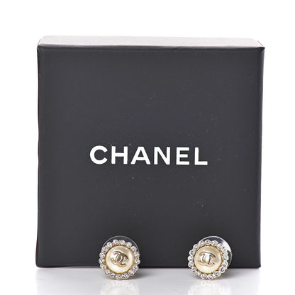 Chanel Pearl Crystal CC Earrings Gold 5 of 5