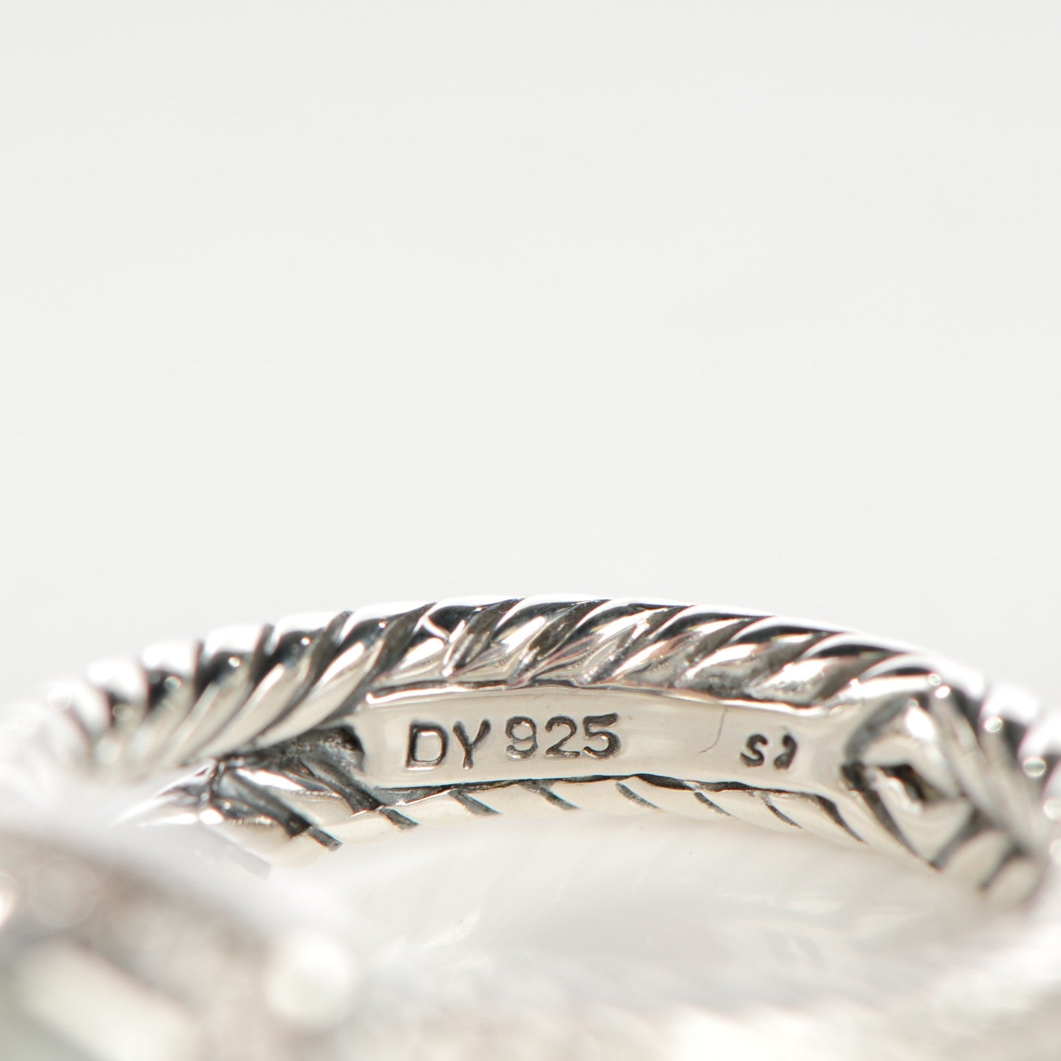 David Yurman Sterling Silver Diamond Prasiolite 7mm Petite Albion Ring 51 5.75 4 of 4