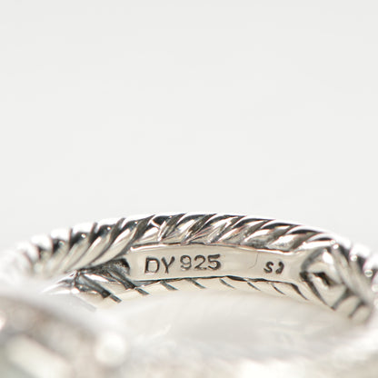 David Yurman Sterling Silver Diamond Prasiolite 7mm Petite Albion Ring 51 5.75 4 of 4