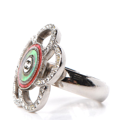 Chanel Crystal Camellia Ring 5.25 Silver 3 of 6