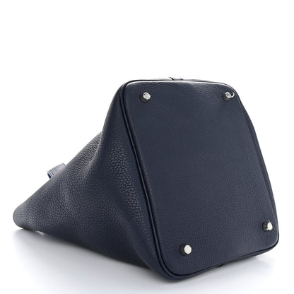 Hermes Taurillon Clemence Swift Eclat Picotin Lock 22 MM Bleu Nuit Bleu Electrique 4 of 10