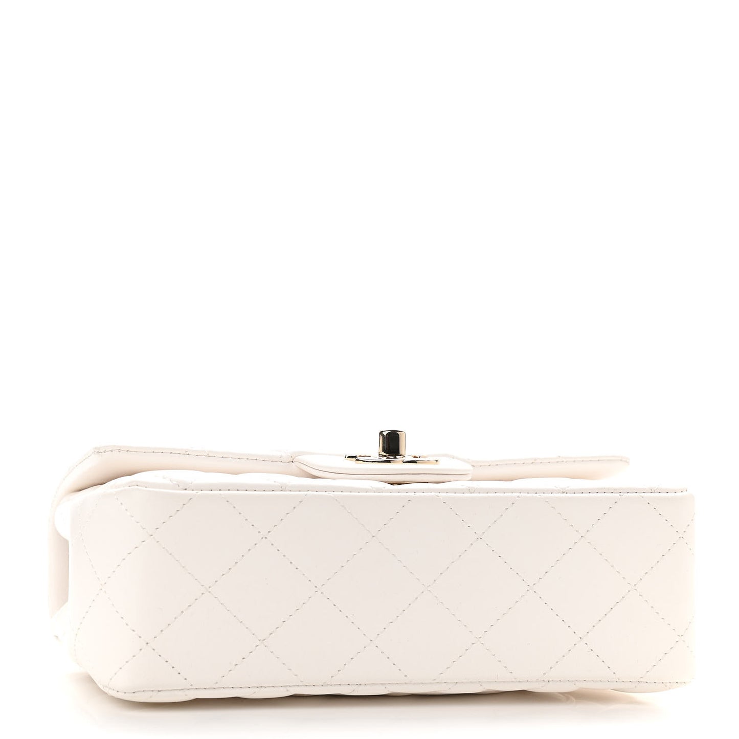 Lambskin Quilted Mini Rectangular Flap White