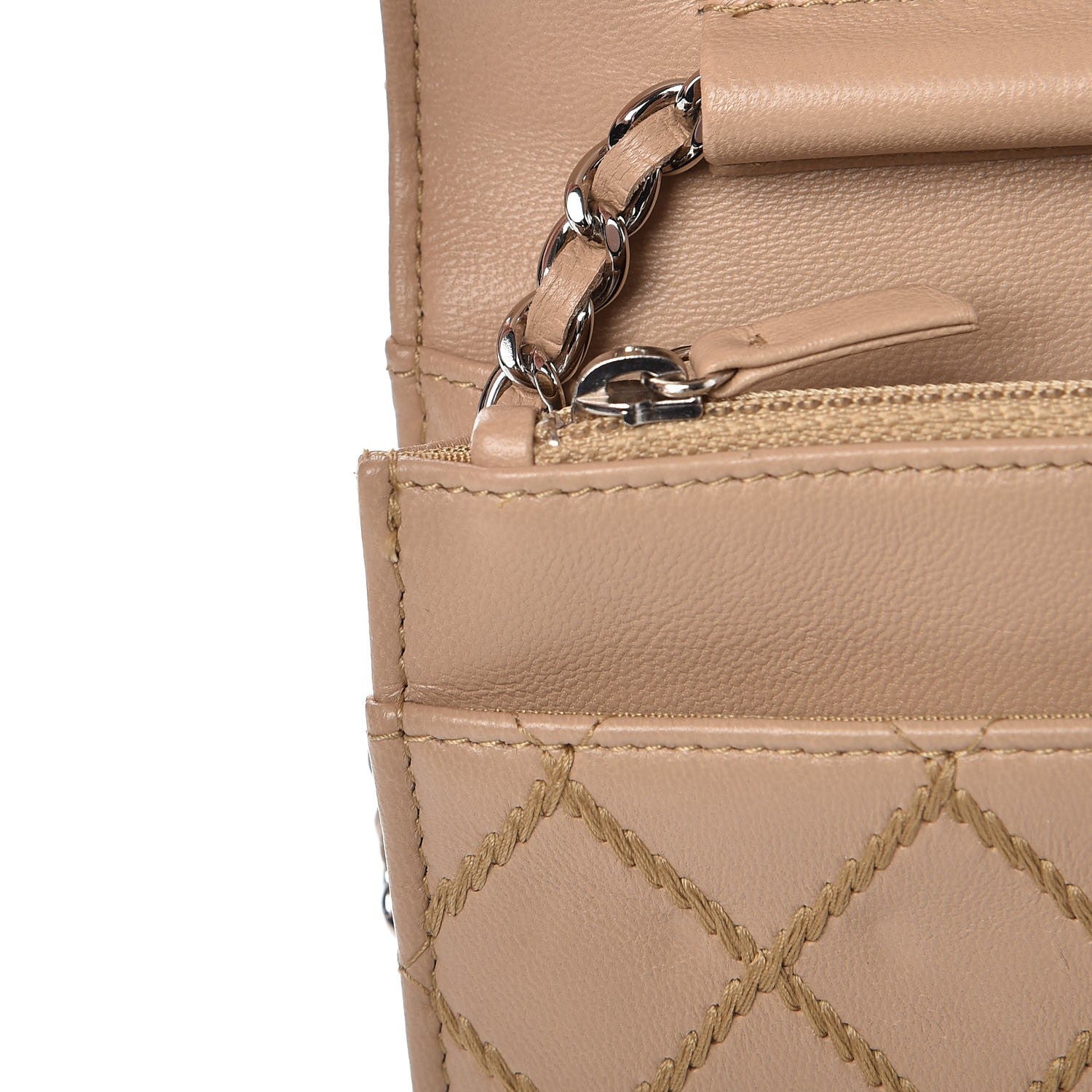 Chanel Calfskin Diamond Stitch Wallet On Chain WOC Beige 9 of 10