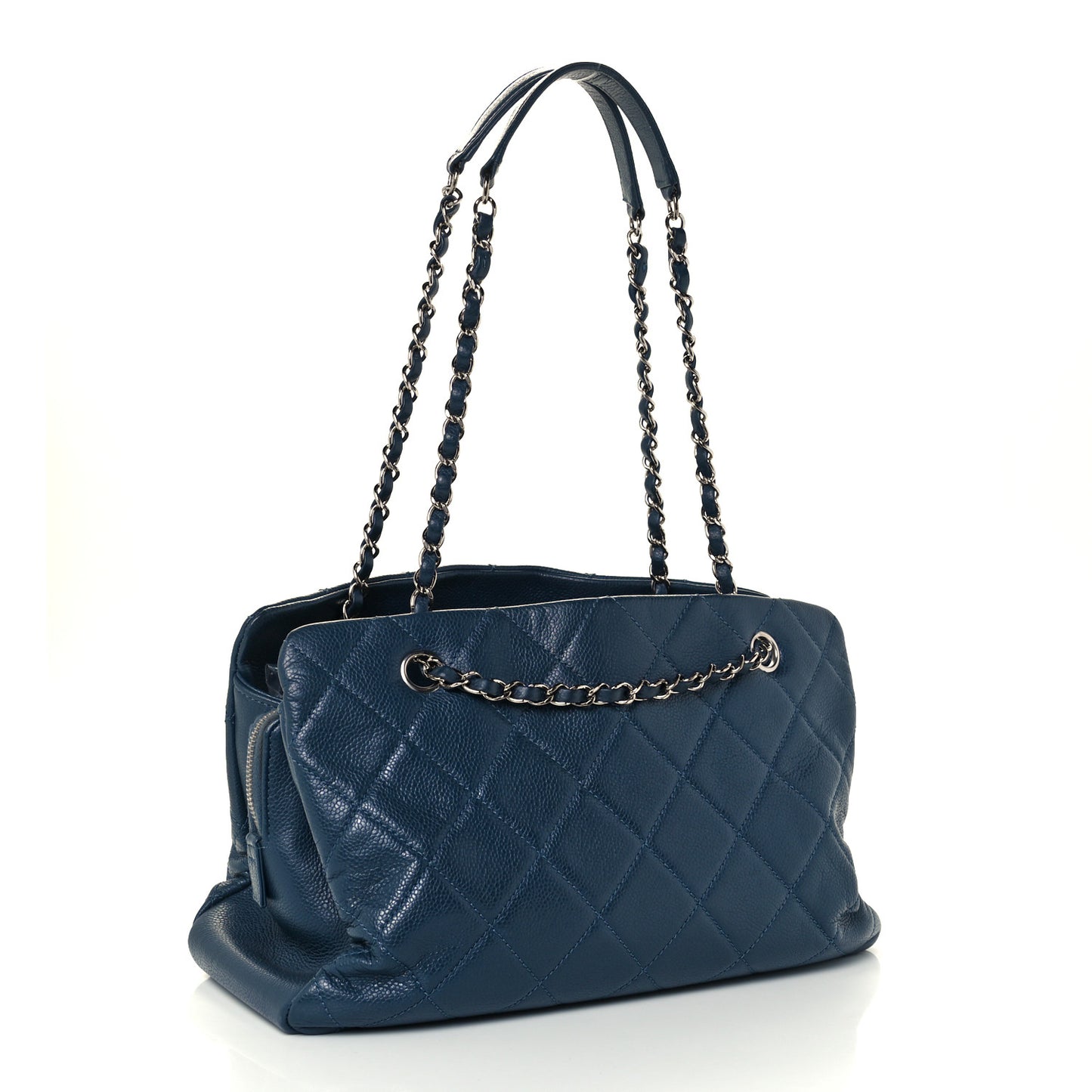 Caviar Quilted Timeless CC Soft Tote Navy Blue