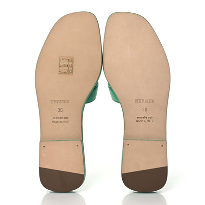 Hermes Epsom Oran Sandals 36 Vert Pomme 5 of 9