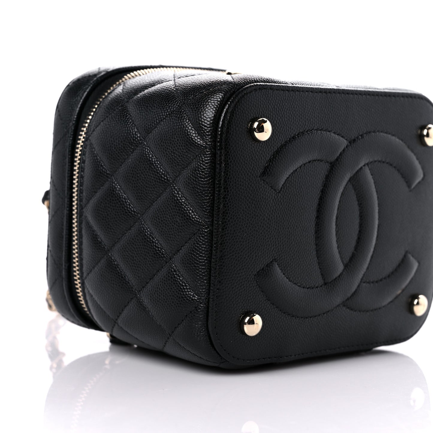 Caviar Quilted Small CC Vanity Case Black