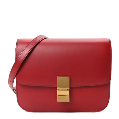 Celine Box Calfskin Medium Classic Box Flap Bag Red 1 of 10