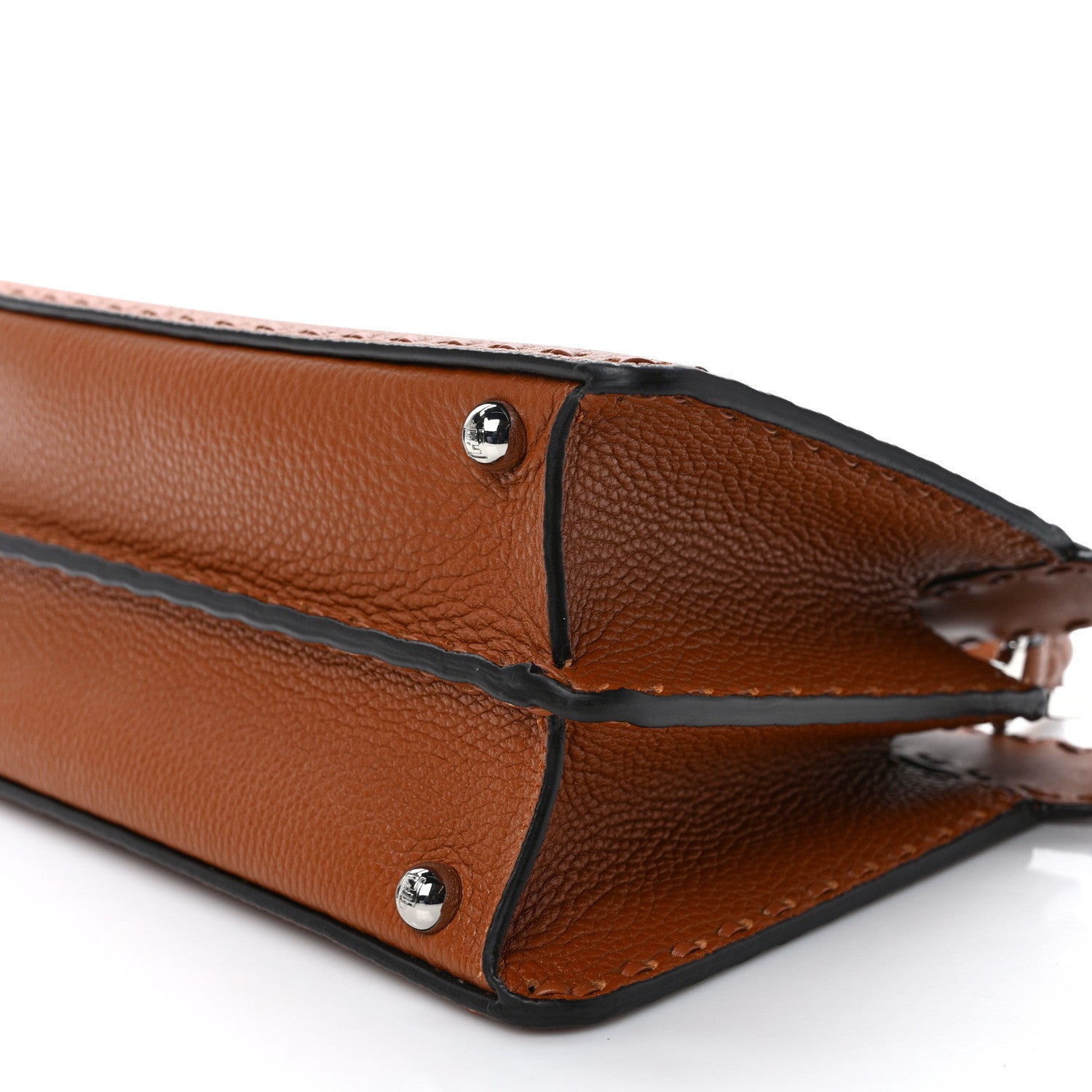 Fendi Cuoio Roma Sellerissima Nappa Sintetica Tape Stitch Small Peekaboo I SEE U Satchel Brandy 8 of 8