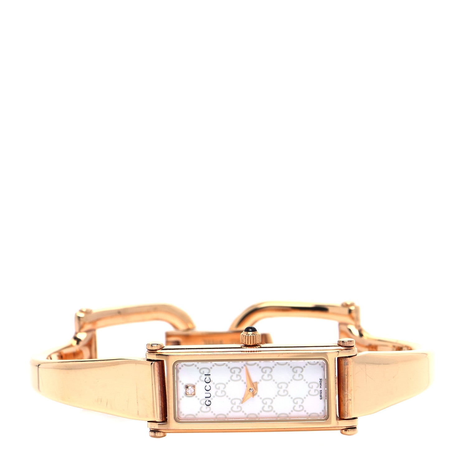 Gucci Stainless Steel Diamond Mother of Pearl 12mm 1500L Horsebit Quartz Watch 2 of 4