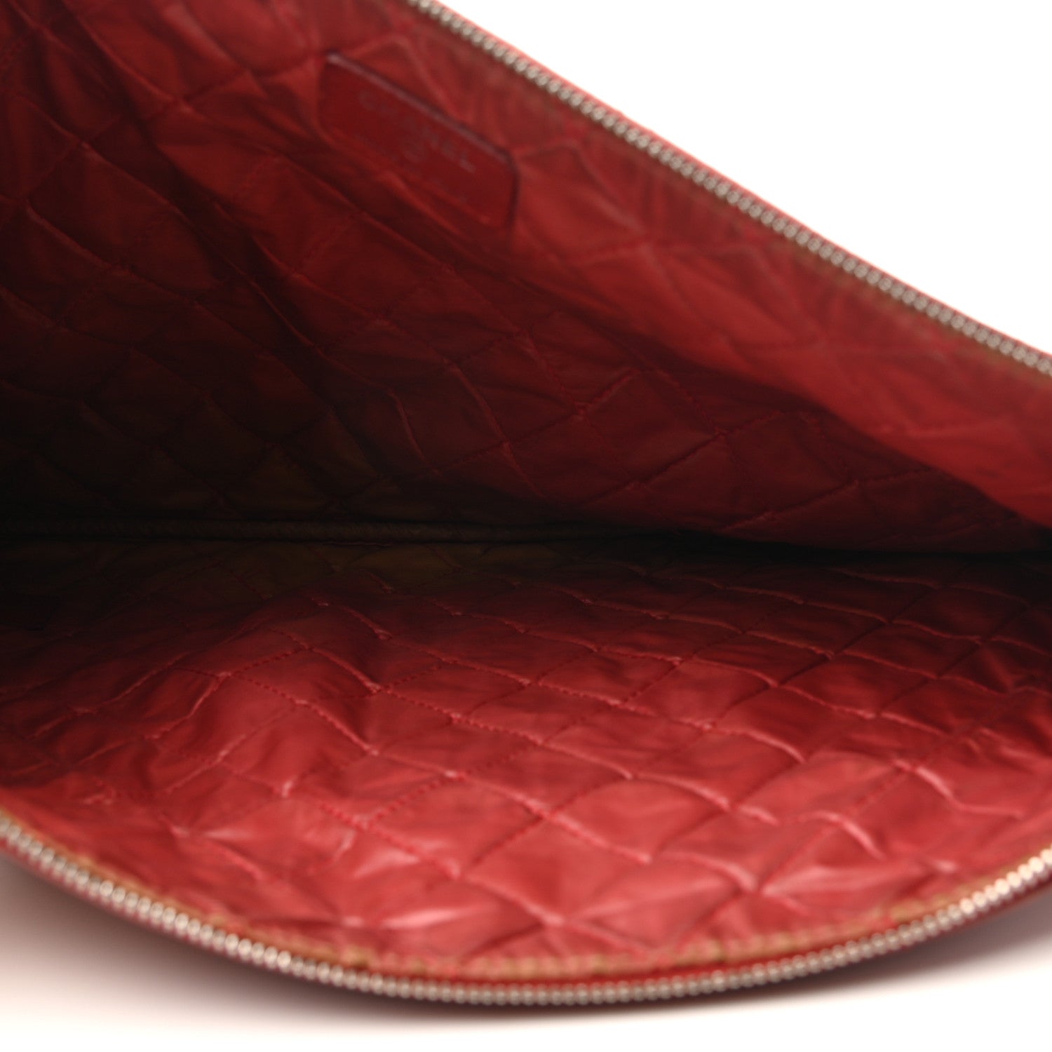 Chanel Lambskin Quilted Large Cosmetic Case Red 5 of 12