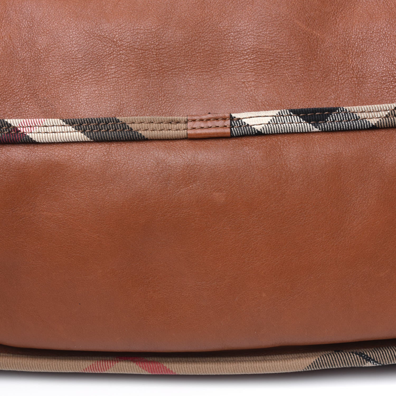 Burberry Calfskin House Check Trim Bates Shoulder Bag Cognac 23 of 33