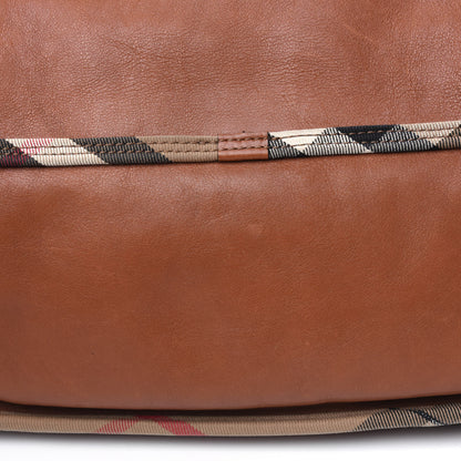Burberry Calfskin House Check Trim Bates Shoulder Bag Cognac 23 of 33