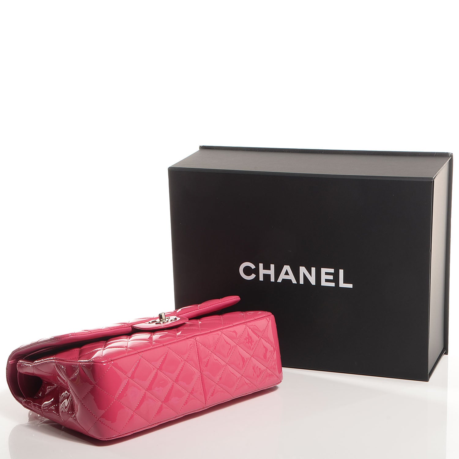 Chanel Patent Quilted Jumbo Double Flap Pink 4 of 9