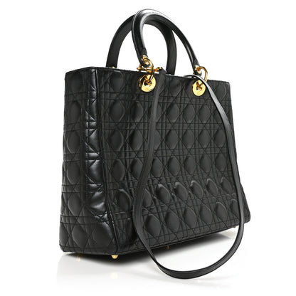 Christian Dior Lambskin Cannage Large Lady Dior Black 3 of 9