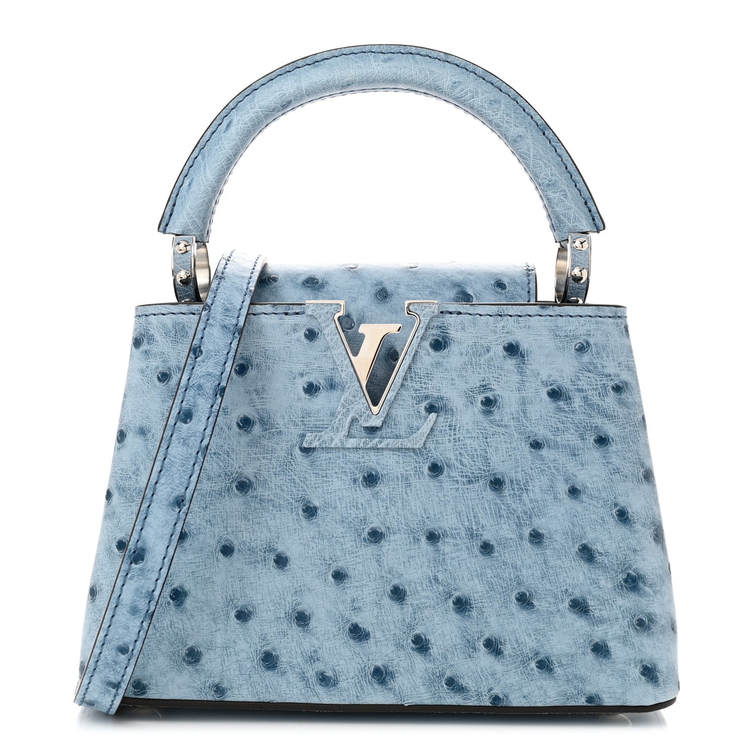 Louis Vuitton Ostrich Capucines Mini Blue Denim 1 of 10