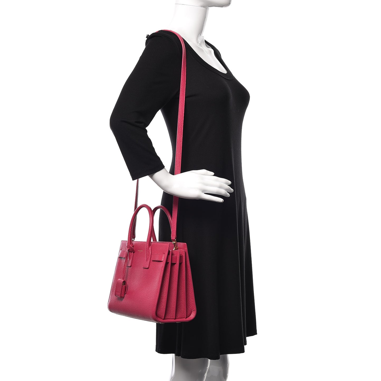 Grained Calfskin Baby Sac De Jour Lipstick Fuchsia
