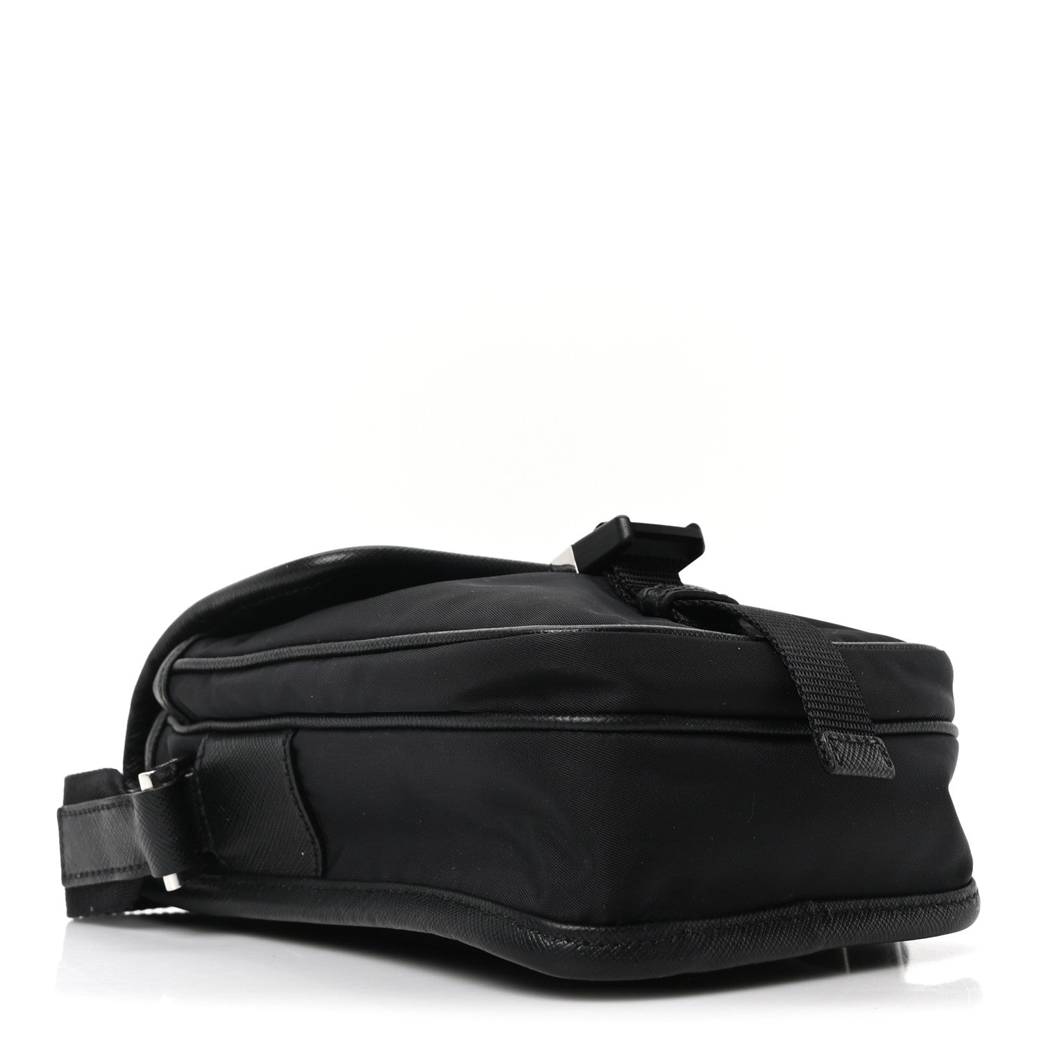 Prada Re-Nylon Saffiano Mini Pocket Single Snap Buckle Messenger Bag Black 4 of 10