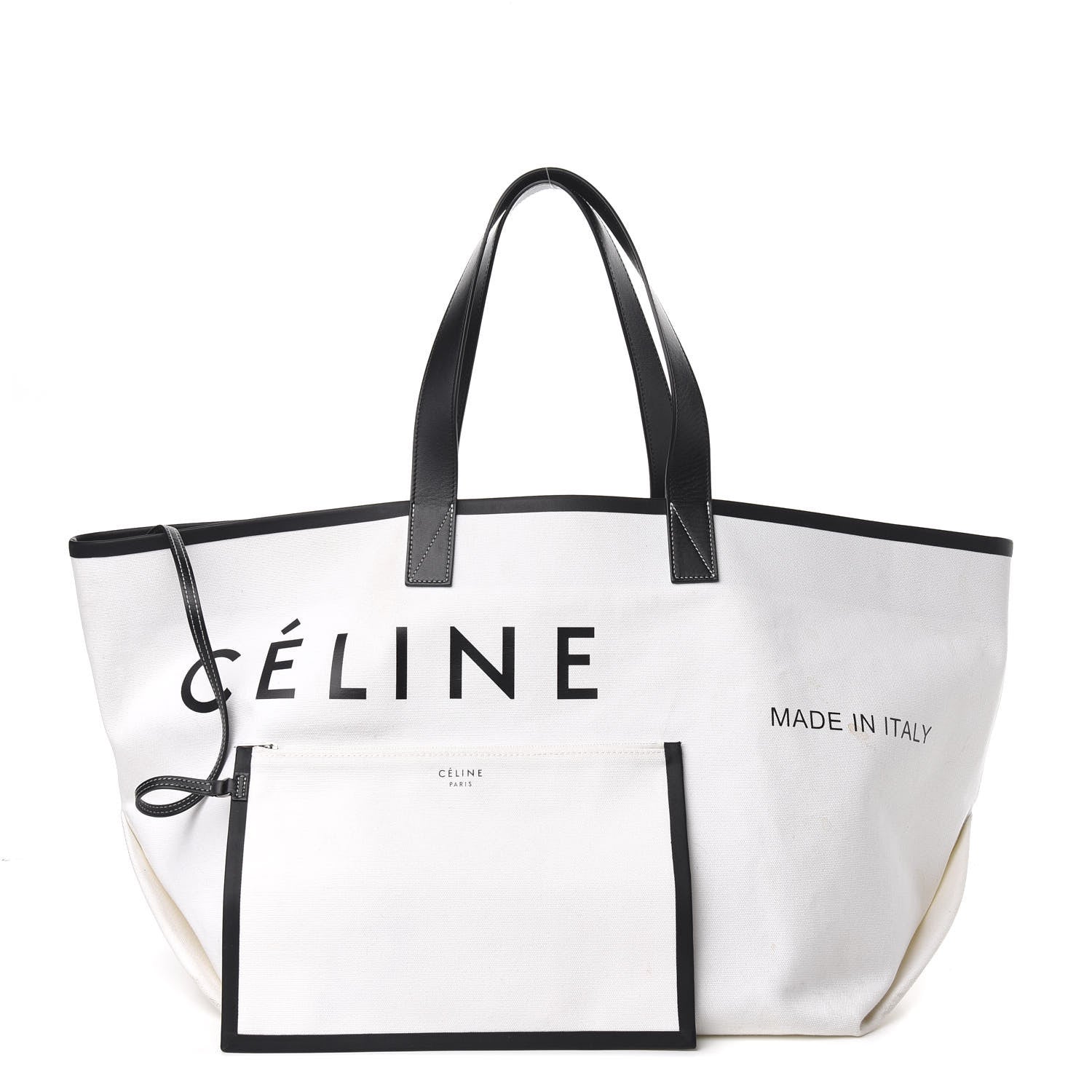 Celine Textile Large Made In Tote White Black 1 of 11