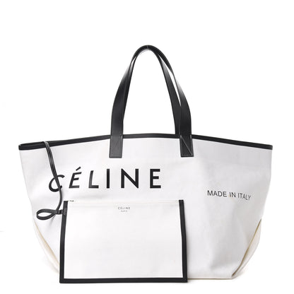 Celine Textile Large Made In Tote White Black 1 of 11