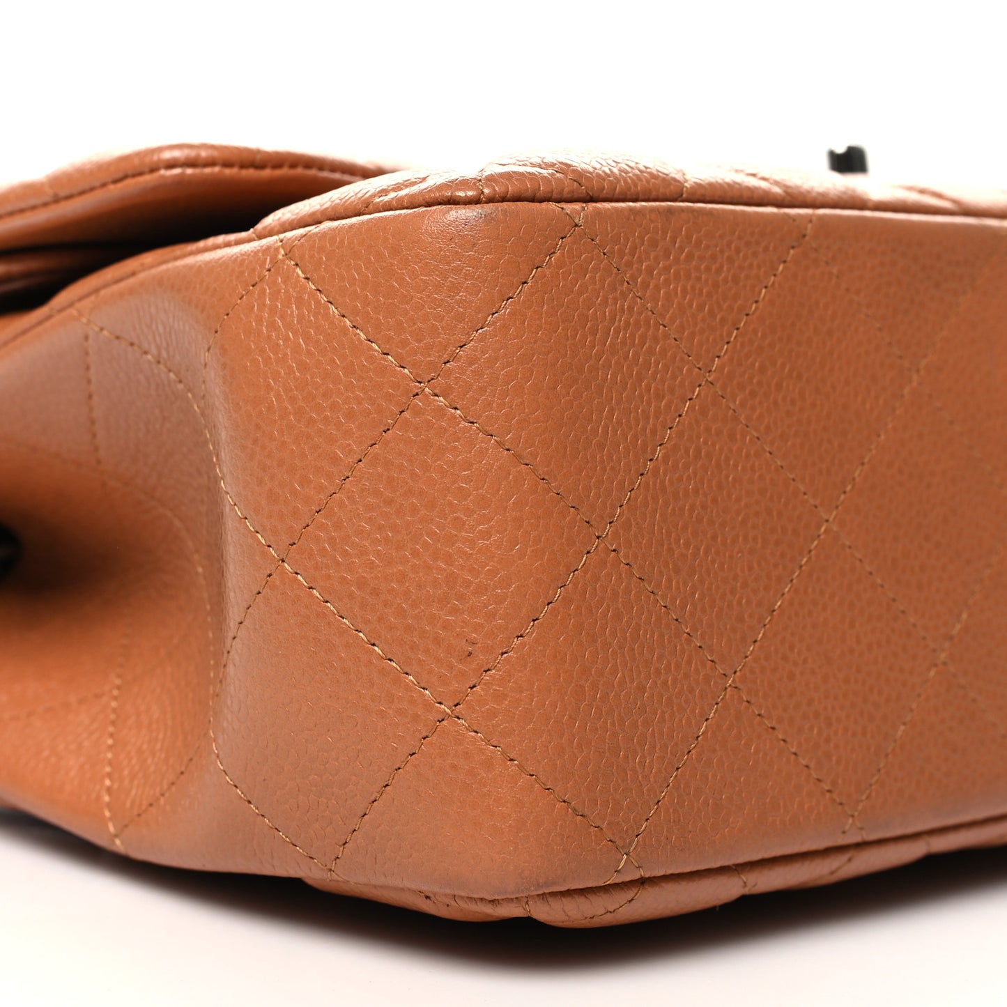 Caviar Quilted Jumbo Double Flap Light Brown