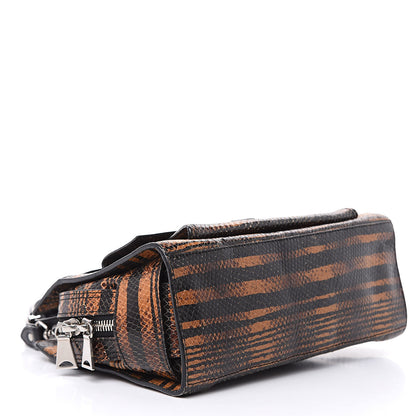 Proenza Schouler Striped Snake Calfskin Embossed Small PS13 Satchel Orange Black 4 of 10