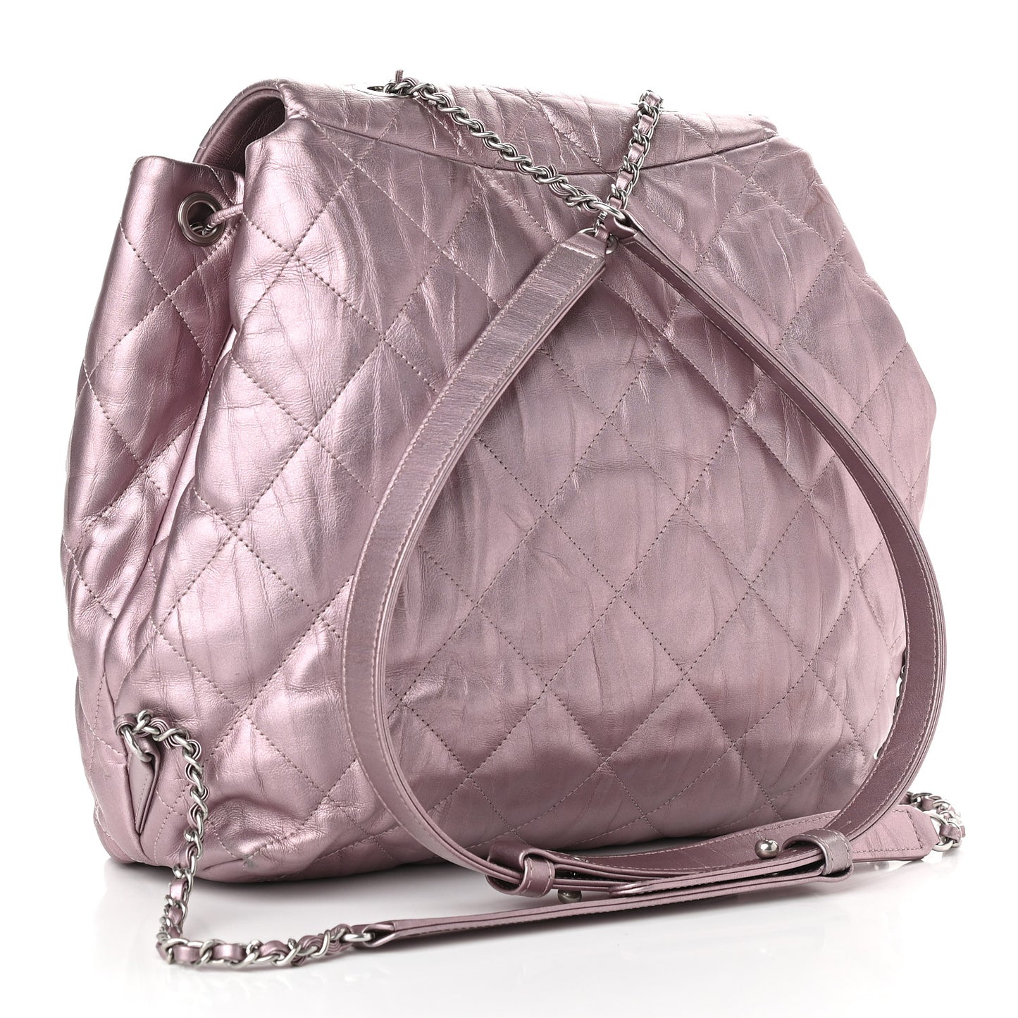 Iridescent Calfskin Quilted Ground Control Backpack Pink
