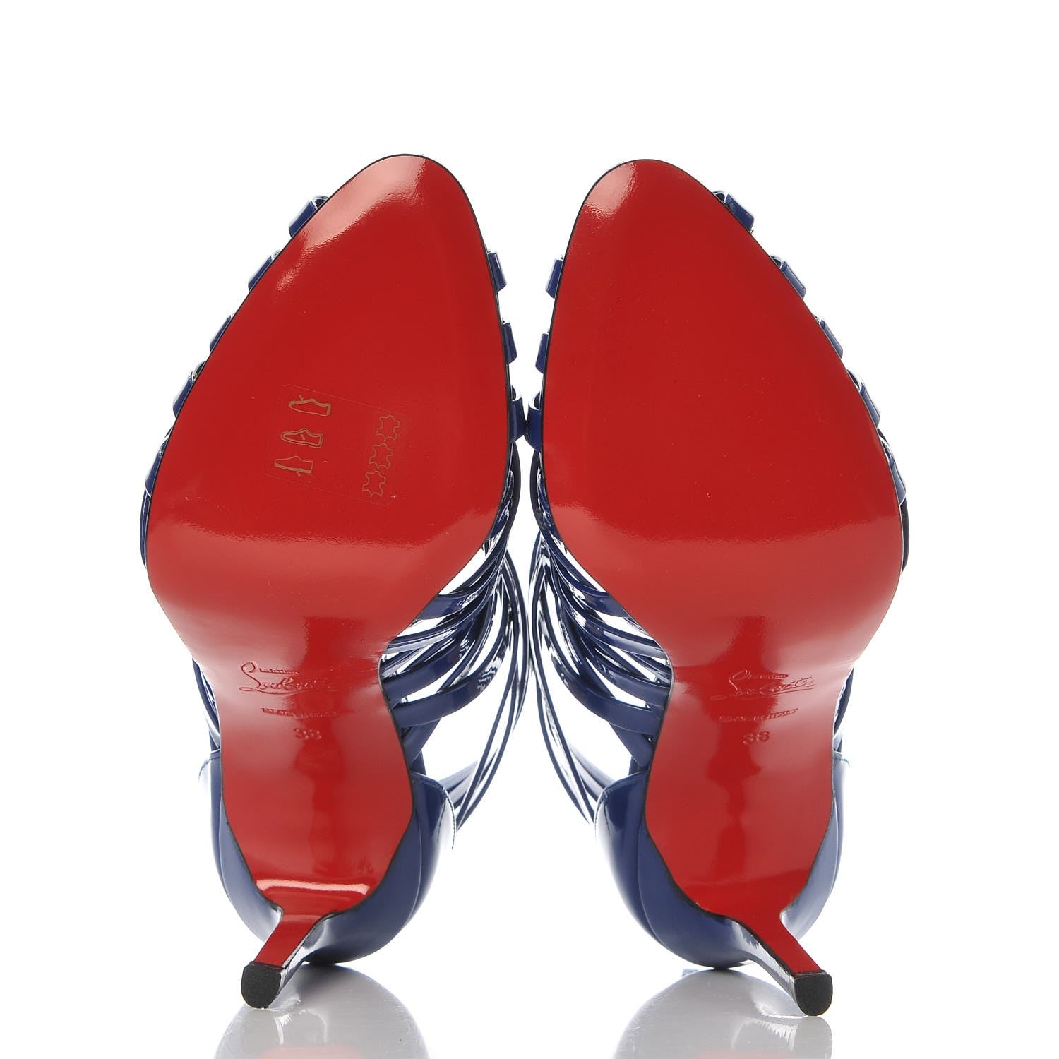 Christian Louboutin Patent Arakna 100 Cage Sandals 38 Neptune 8 of 8