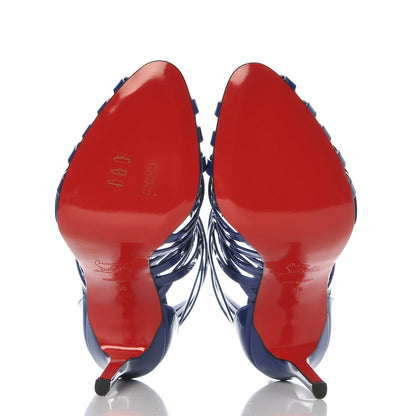 Christian Louboutin Patent Arakna 100 Cage Sandals 38 Neptune 8 of 8