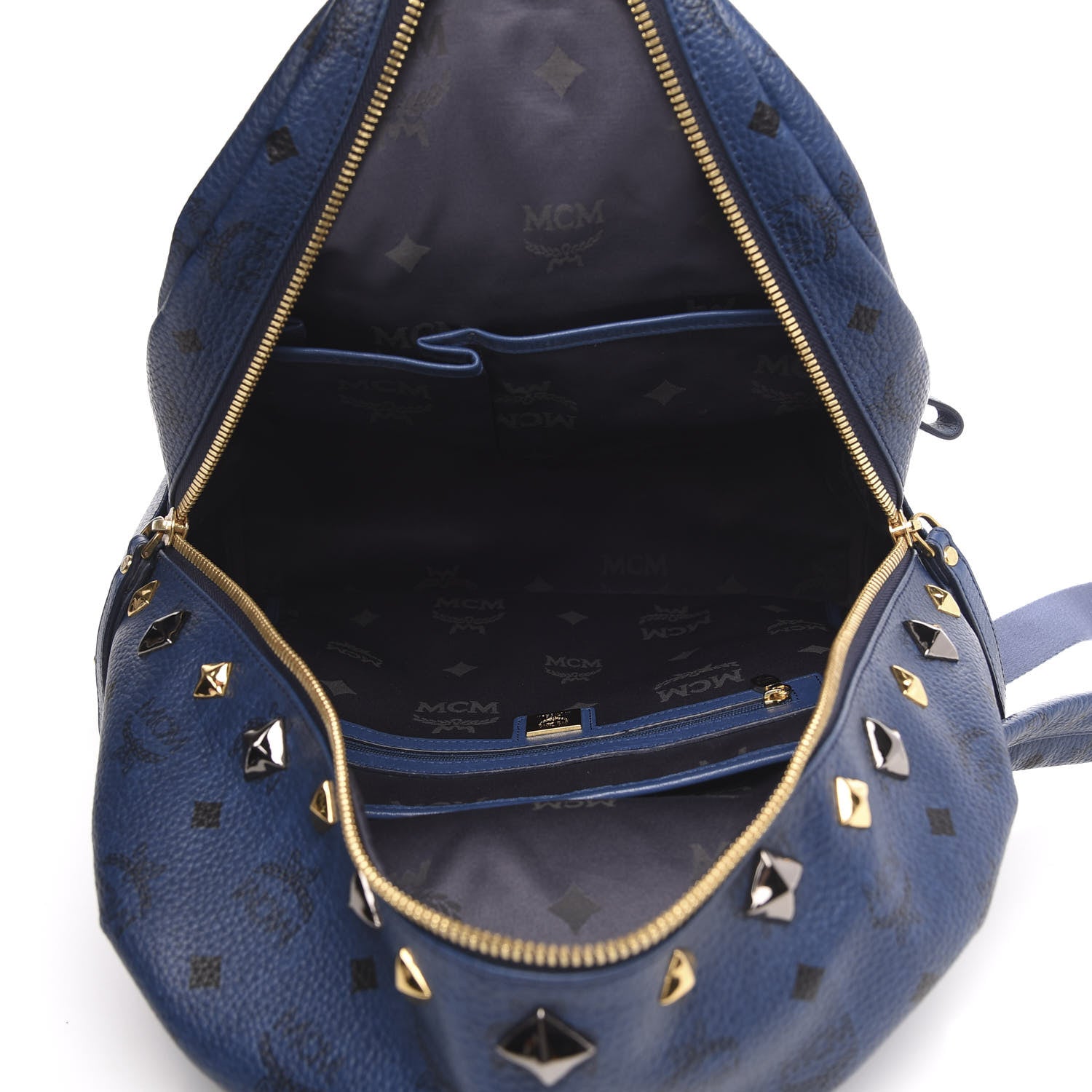 MCM Visetos Studded Medium Stark M Backpack Blue 4 of 9