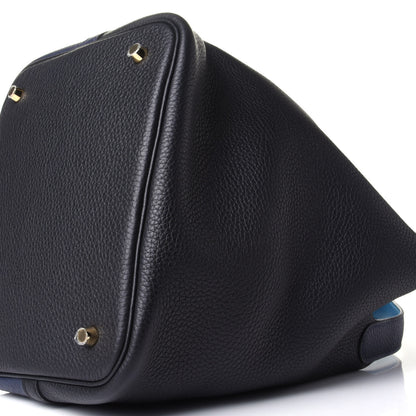 Hermes Taurillon Clemence Casaque Picotin Lock 22 MM Bleu Nuit Black Blue Frida 9 of 9