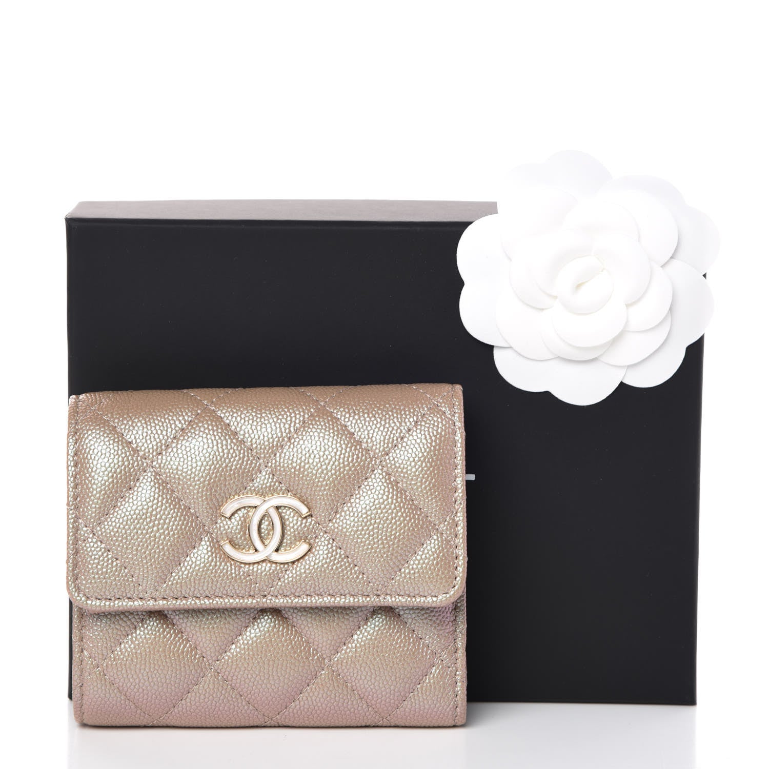 Chanel Iridescent Caviar Quilted Small Flap Wallet Beige 9 of 9