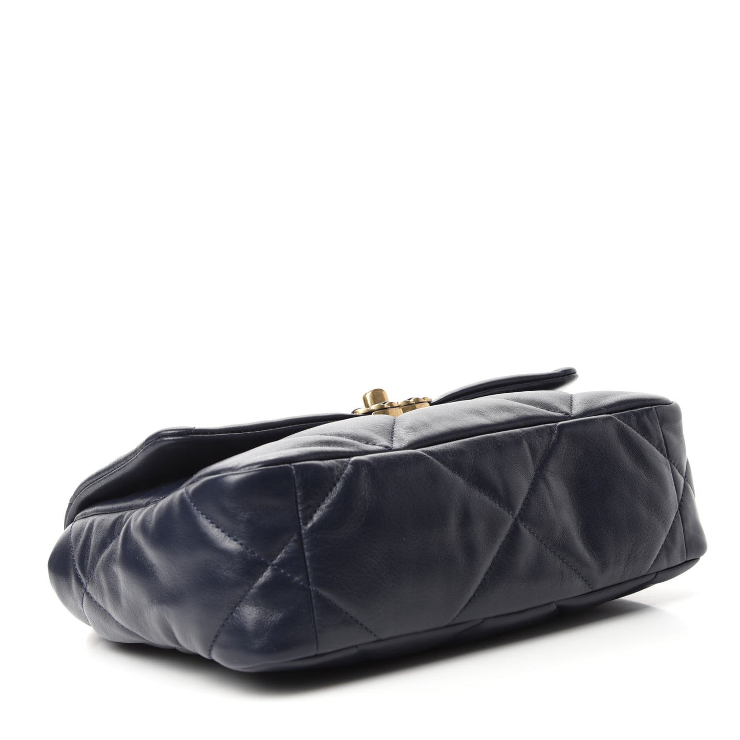 Goatskin Quilted Medium 19 Flap Navy Blue