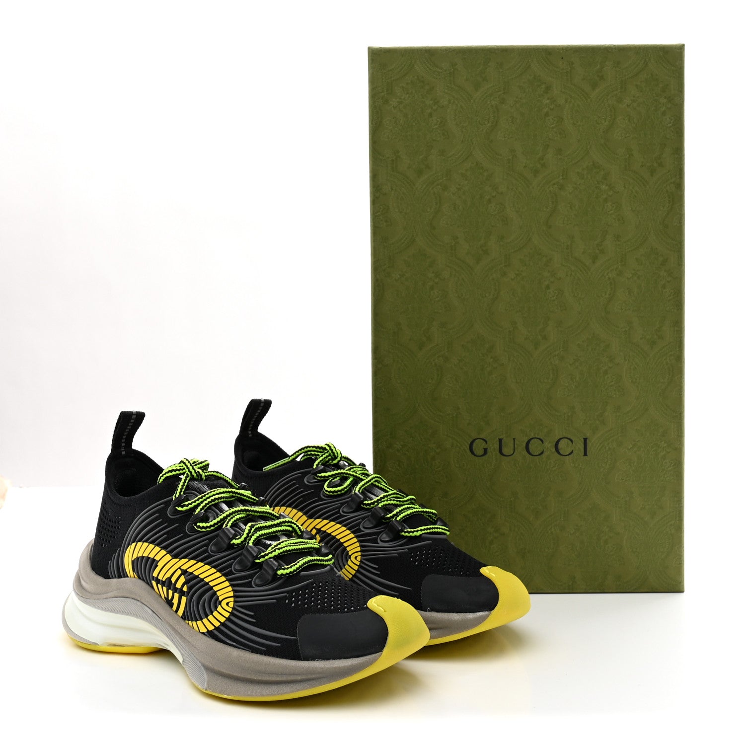 Gucci Technical Knit Fabric Waves Womens Gucci Run Sneakers 35.5