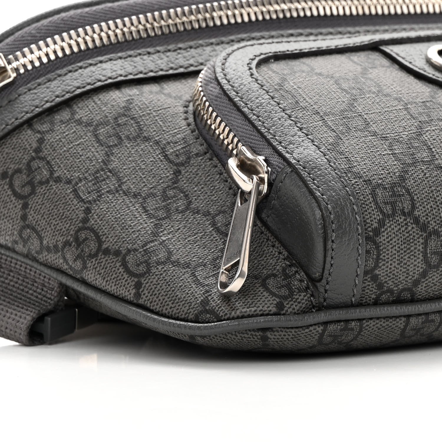Gucci GG Supreme Monogram Textured Dollar Calfskin Ophidia Belt Bag Grey Black Graphite Grey 9 of 11
