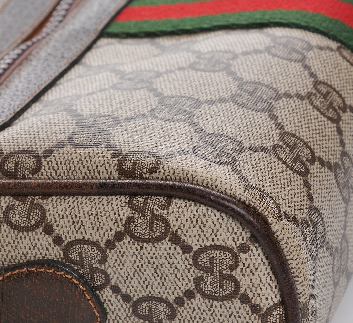 Coated Canvas Monogram Web Small Shoulder Bag Dark Brown