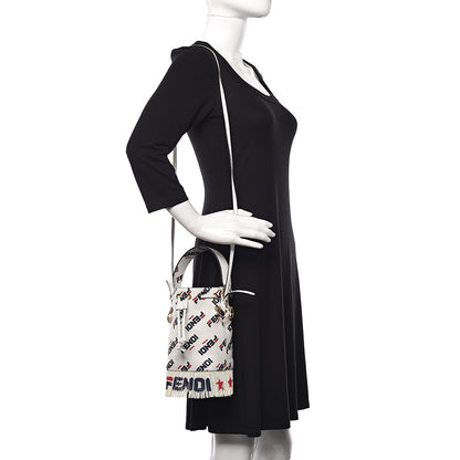 Fendi X FILA Calfskin F is Fendi Mania Fringe Mini Mon Tresor Bucket Bag White 2 of 11