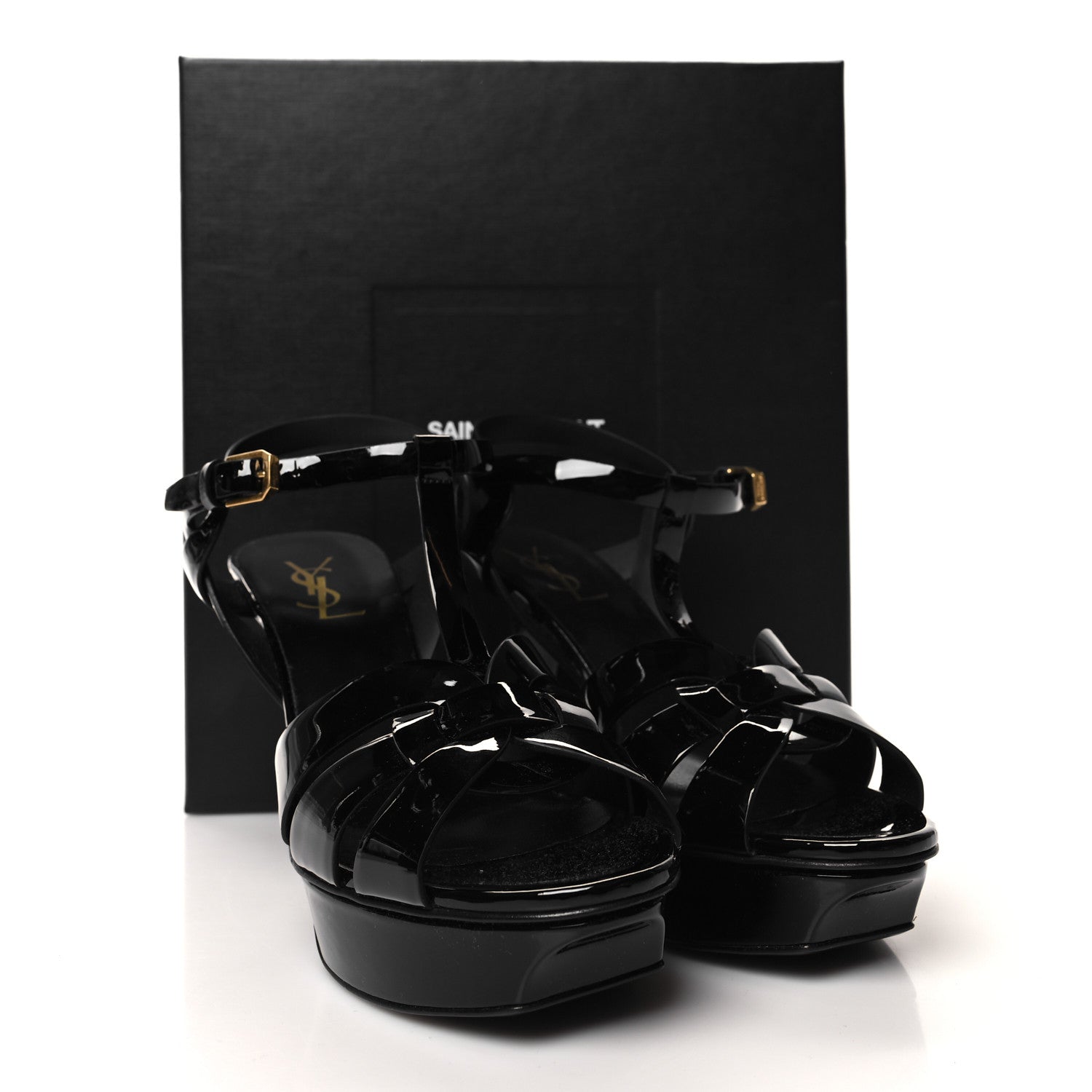 Saint Laurent Patent Tribute 75 Platform Sandals 39 Black 9 of 9