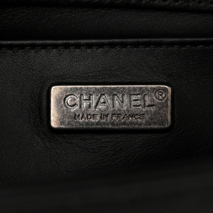 Chanel Lambskin Embroidered Snakeskin Chevron Medium Boy Flap Black Green 6 of 12