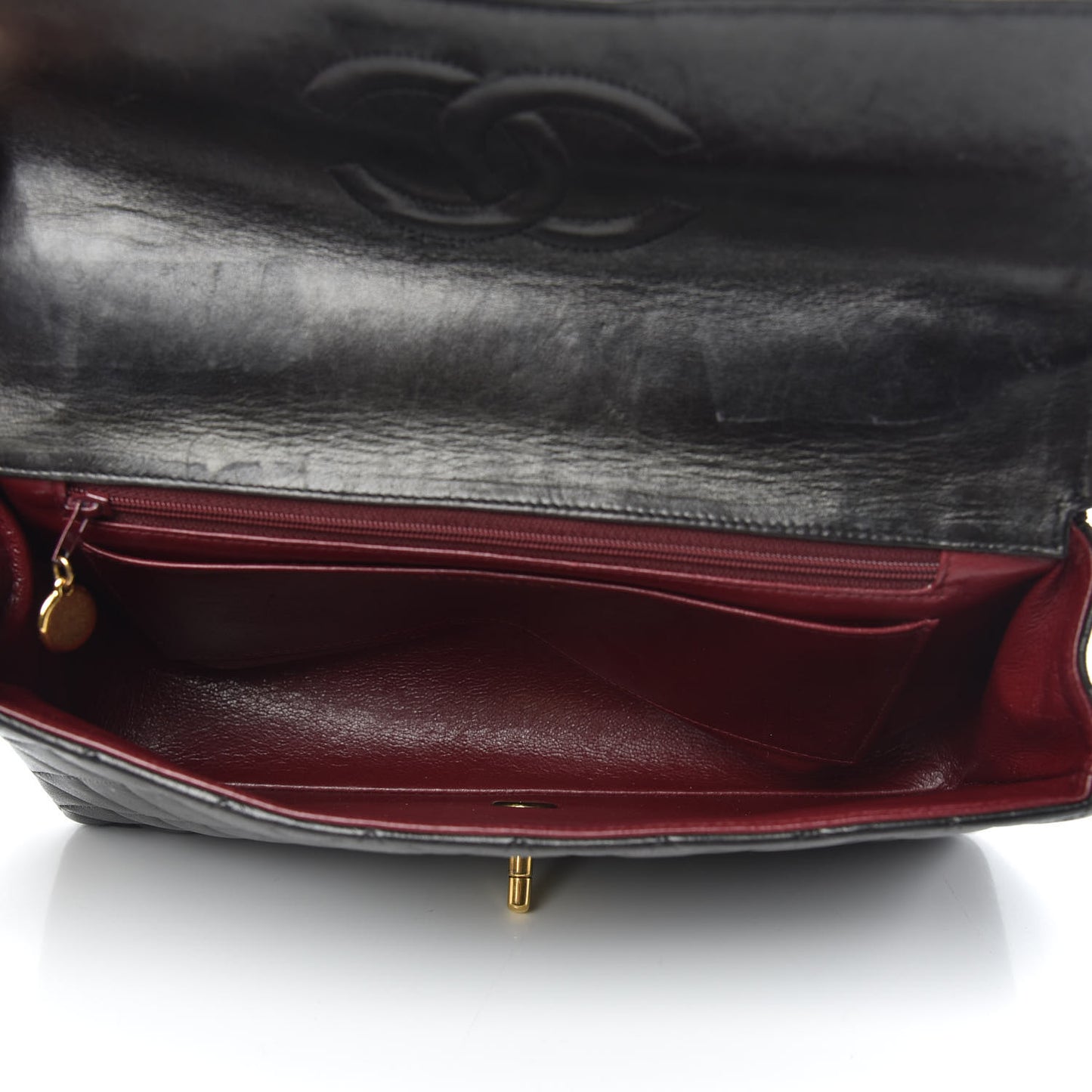 Lambskin Quilted Medium Rectangular Kelly Flap Bag Black
