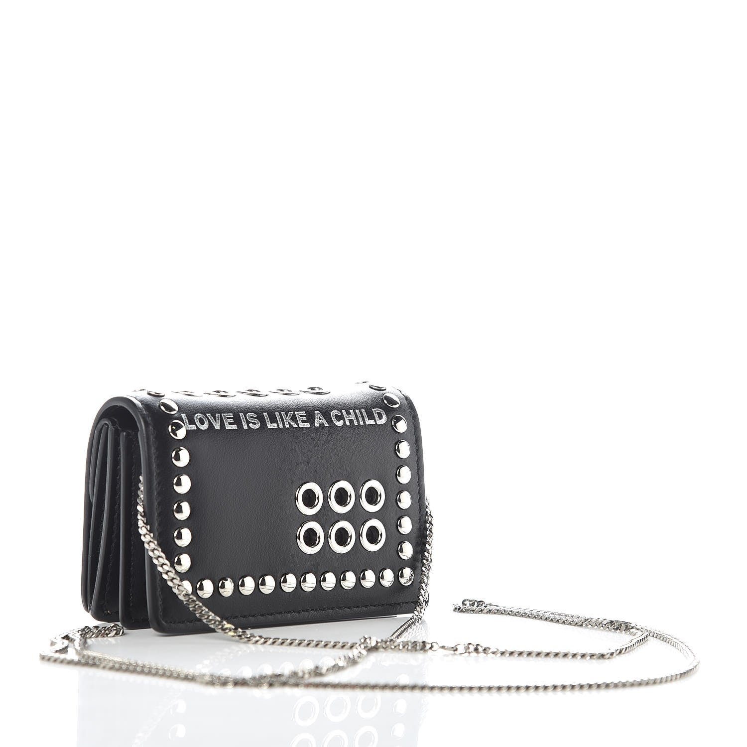 Burberry Calfskin Studded Jessie Chain Card Case Black 4 of 10