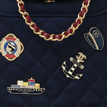 Chanel Wool Lambskin Quilted Paris Hamburg Charms Bucket Bag Dark Navy 8 of 10