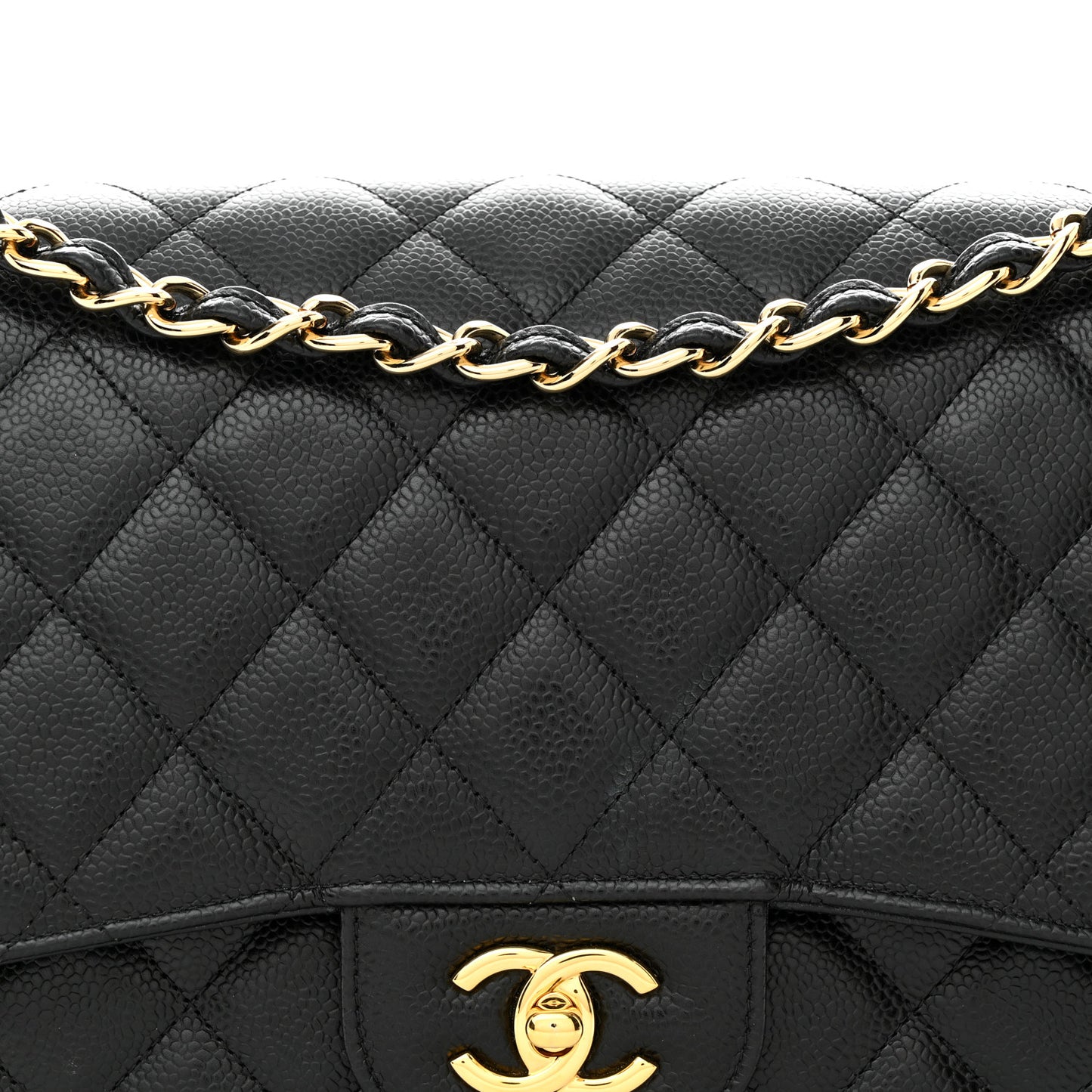 Caviar Quilted Jumbo Double Flap Black