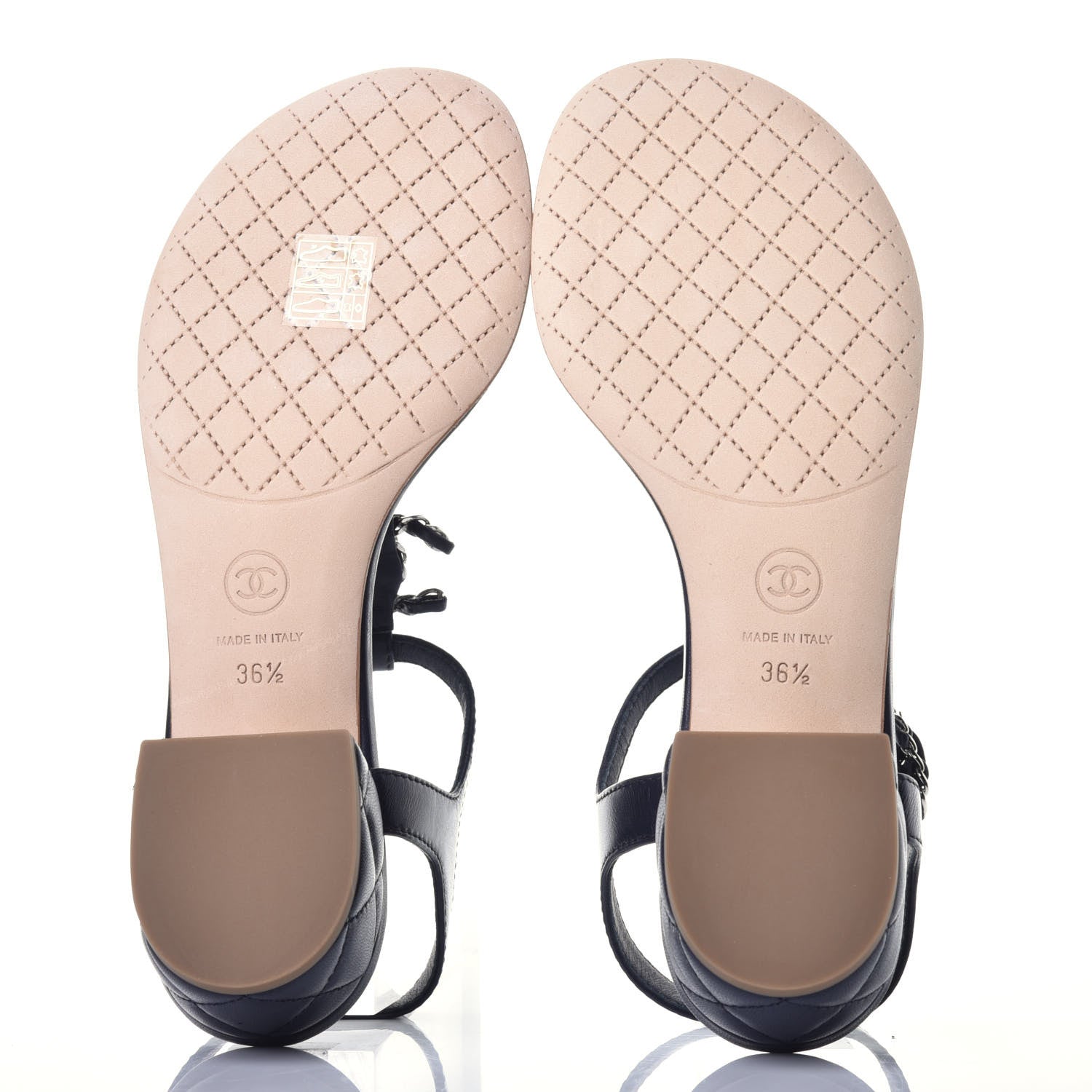 Chanel Lambskin Chain CC Logo Thong Sandals 36.5 Navy 5 of 9