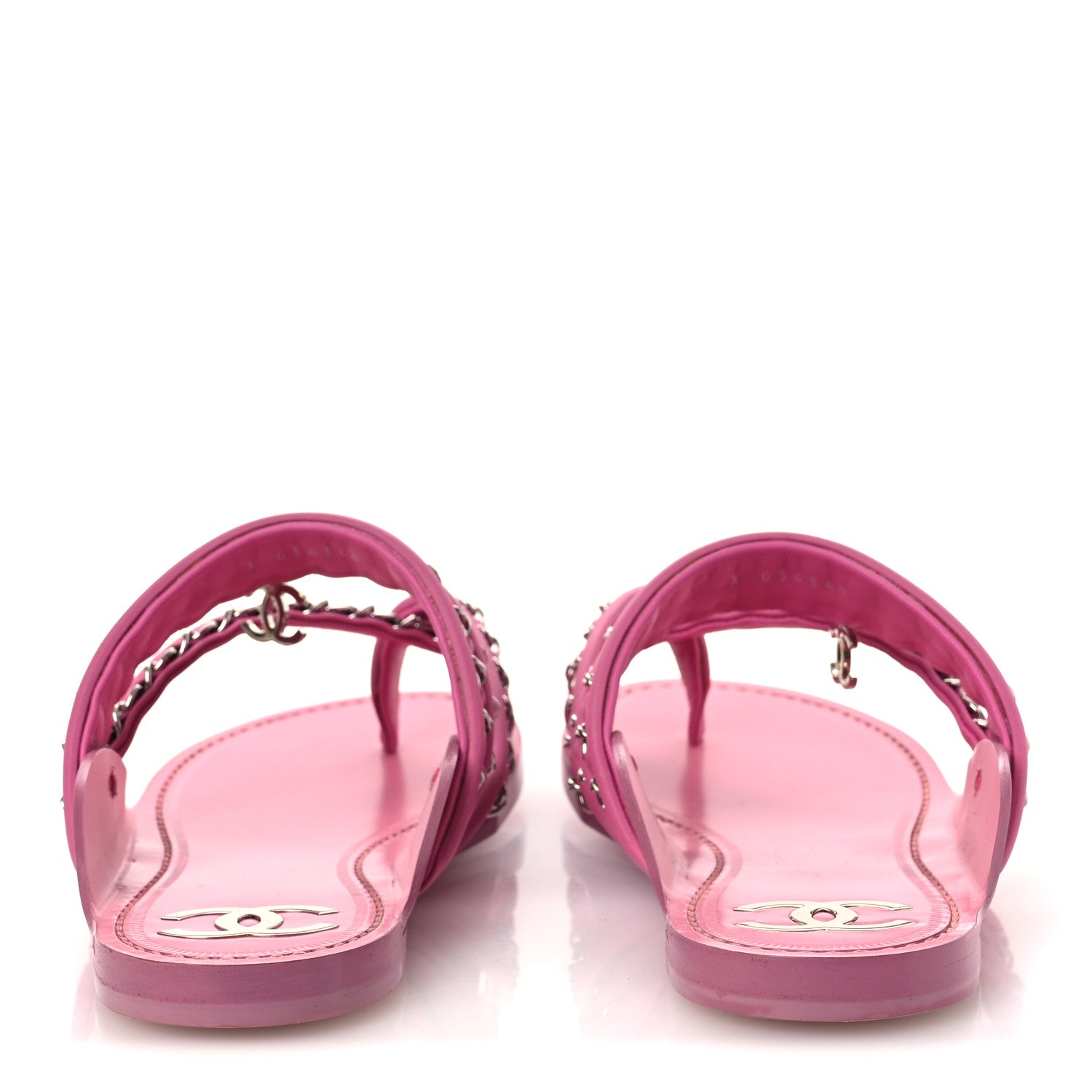 Chanel Calfskin Chain CC Thong Flat Sandals 40 Pink 40 Pink 6 of 12