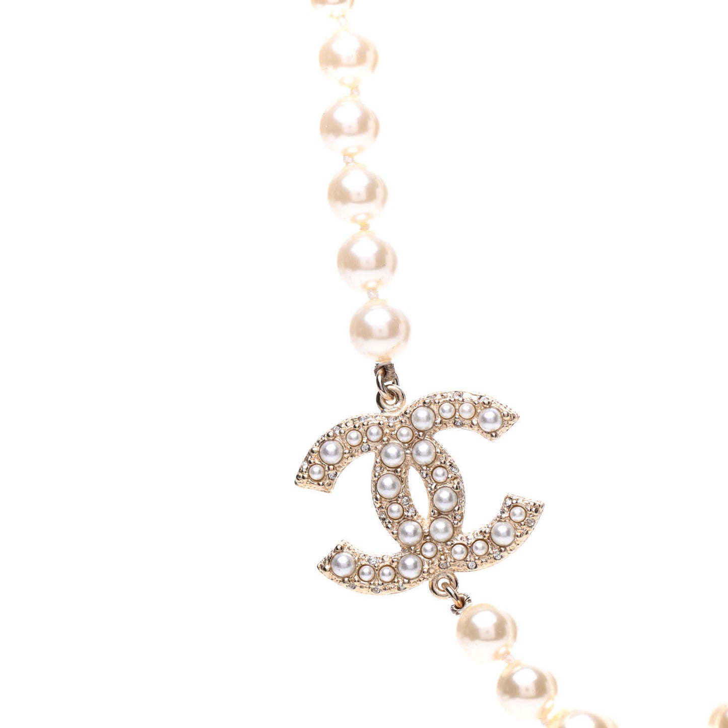 Pearl CC 100th Anniversary Necklace Light Gold
