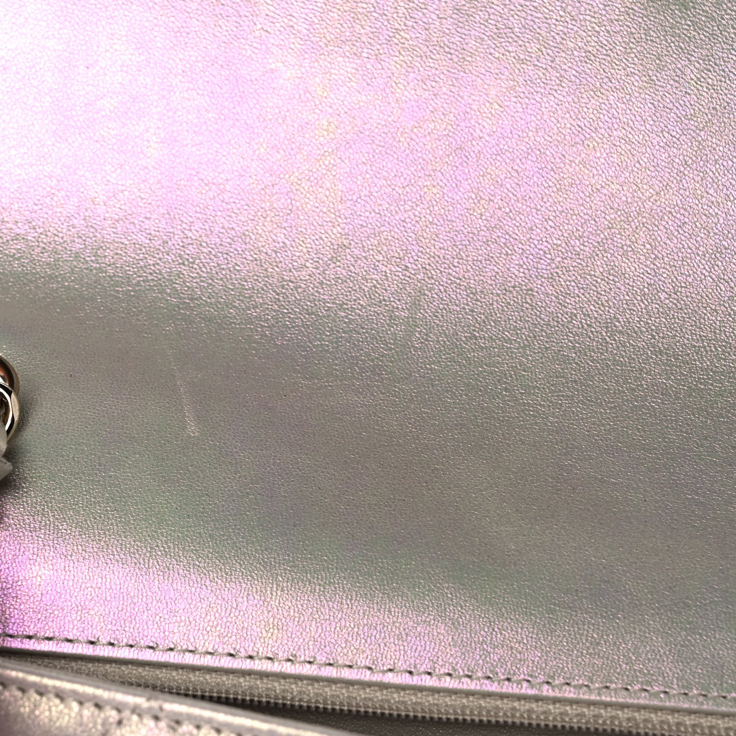 Iridescent Lambskin Quilted Mini Rectangular Flap Ivory